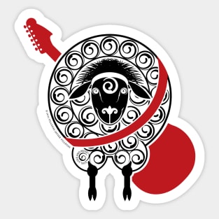 Red guitar sheep Sticker